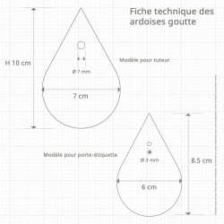 Fiche technique des étiquettes ardoise goutte.