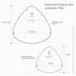 Fiche technique des étiquettes ardoise Tilia.