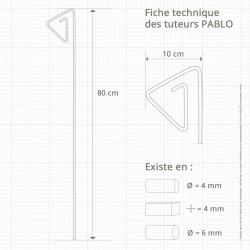 Fiche technique des tuteurs métalliques de jardin PABLO