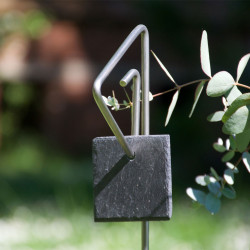Tuteur métallique de jardin PABLO inox 6 avec étiquette ardoise carrée
