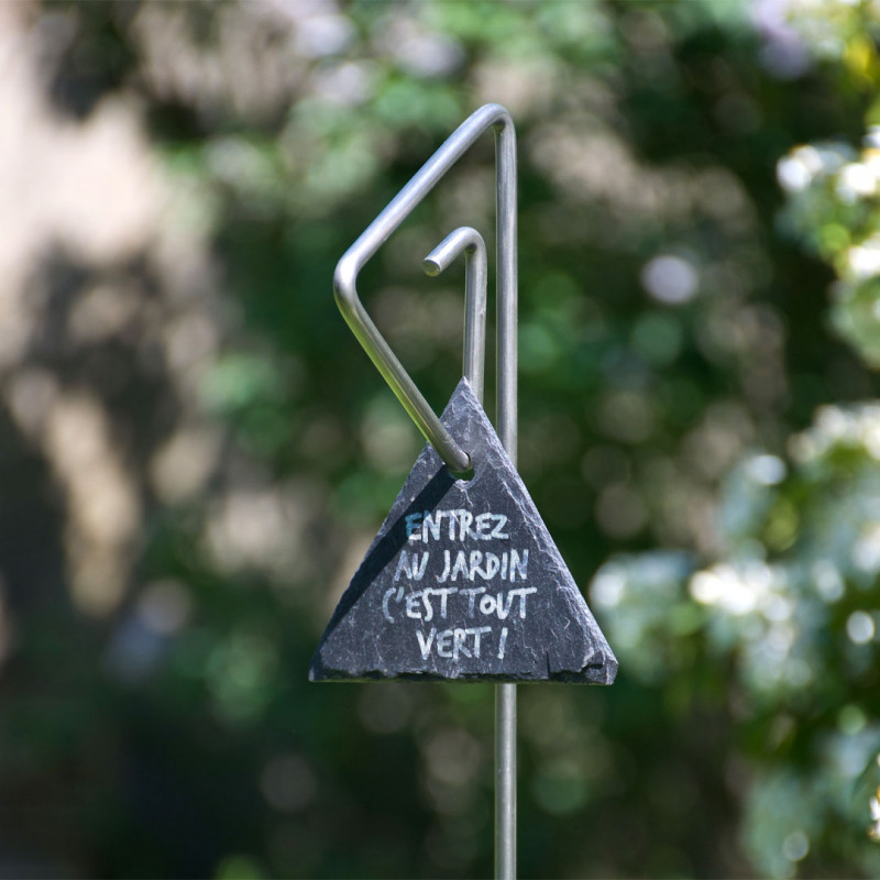 Tuteur métallique de jardin PABLO inox 6 avec étiquette ardoise triangle