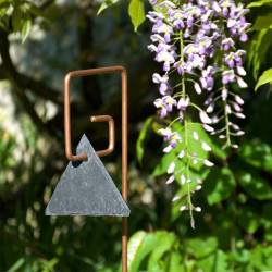 Tuteur métallique de jardin PIET cuivre avec étiquette ardoise triangle