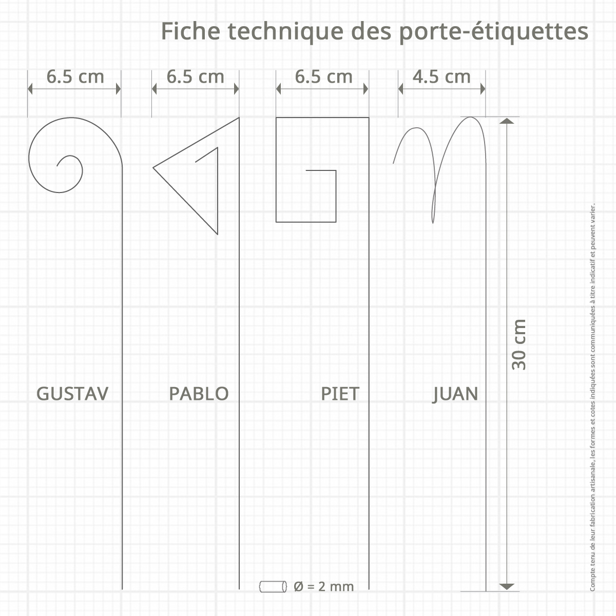 Le Jardin de Léon - Gamme des porte-étiquettes en acier Ø2mm