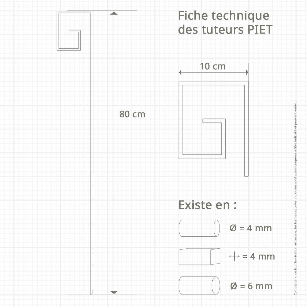 Le Jardin de Léon - Prototype de tuteur métallique - Modèle PIET