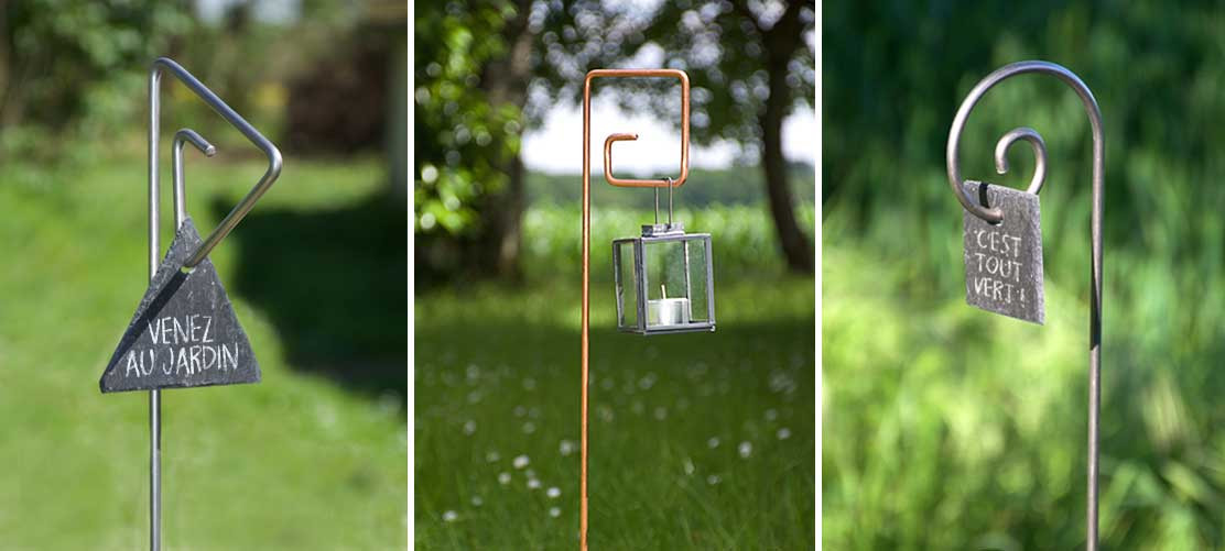 6 Étiquettes ARDOISE pour Jardin + Support INOX